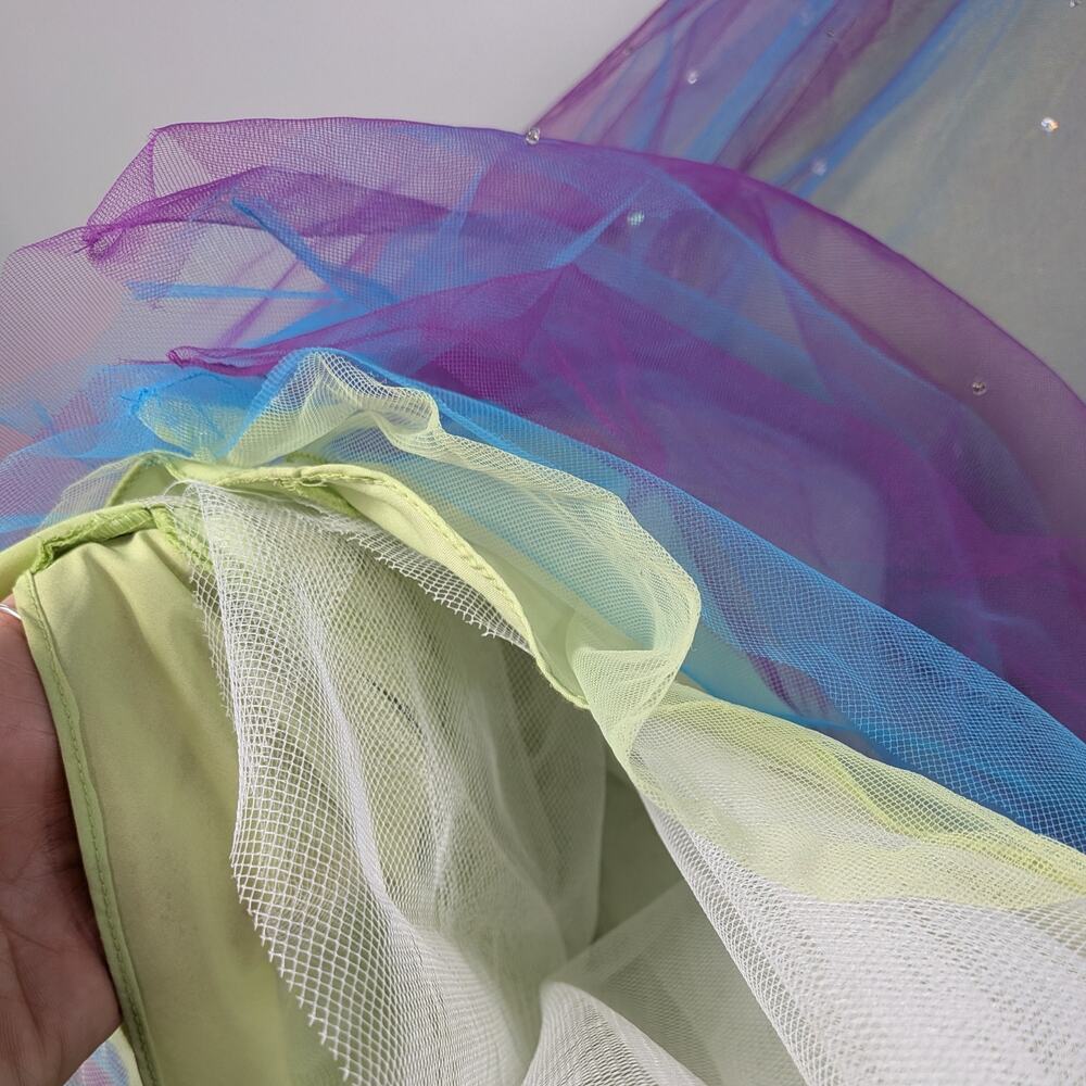 Vintage Mori Lee Prom Dress Maxi Ball Gown 12 Rainbow Fairy Princess Halter - Picture 10 of 16